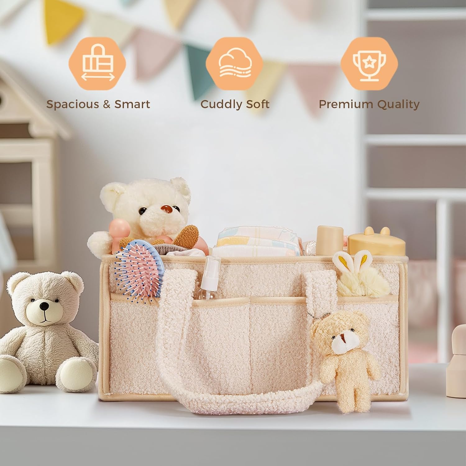 FIDOSTRIBE Baby Diaper Caddy with Handle and 11 Compartments 1
