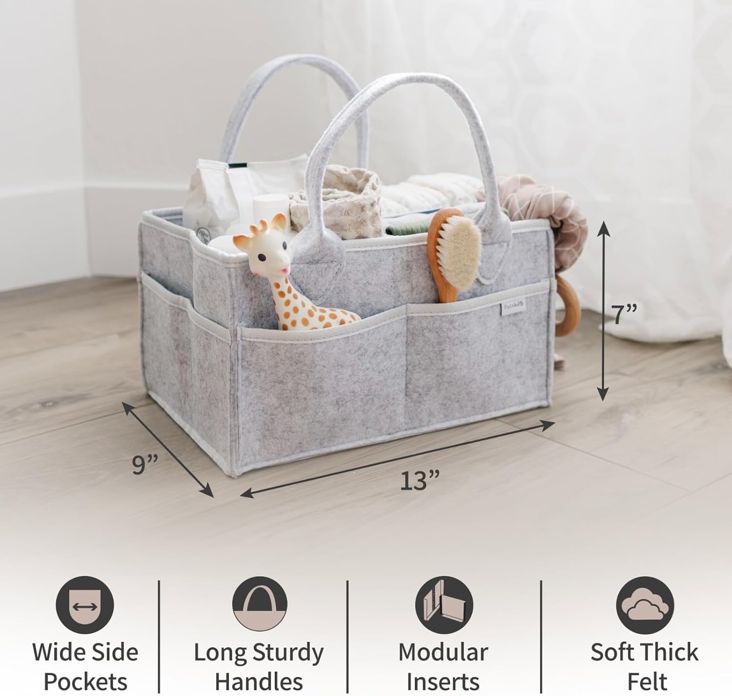 Putska Baby Diaper Caddy Organizer - GreyNursery Storage Basket