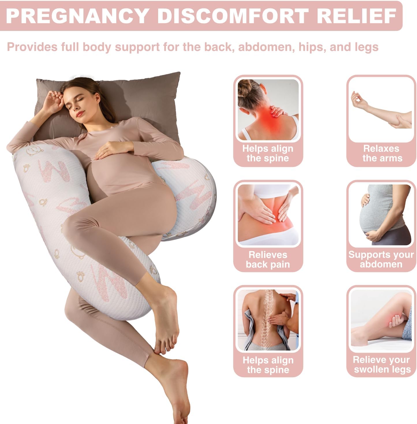 Anfrandce Pregnancy Pillow for Full Body Support