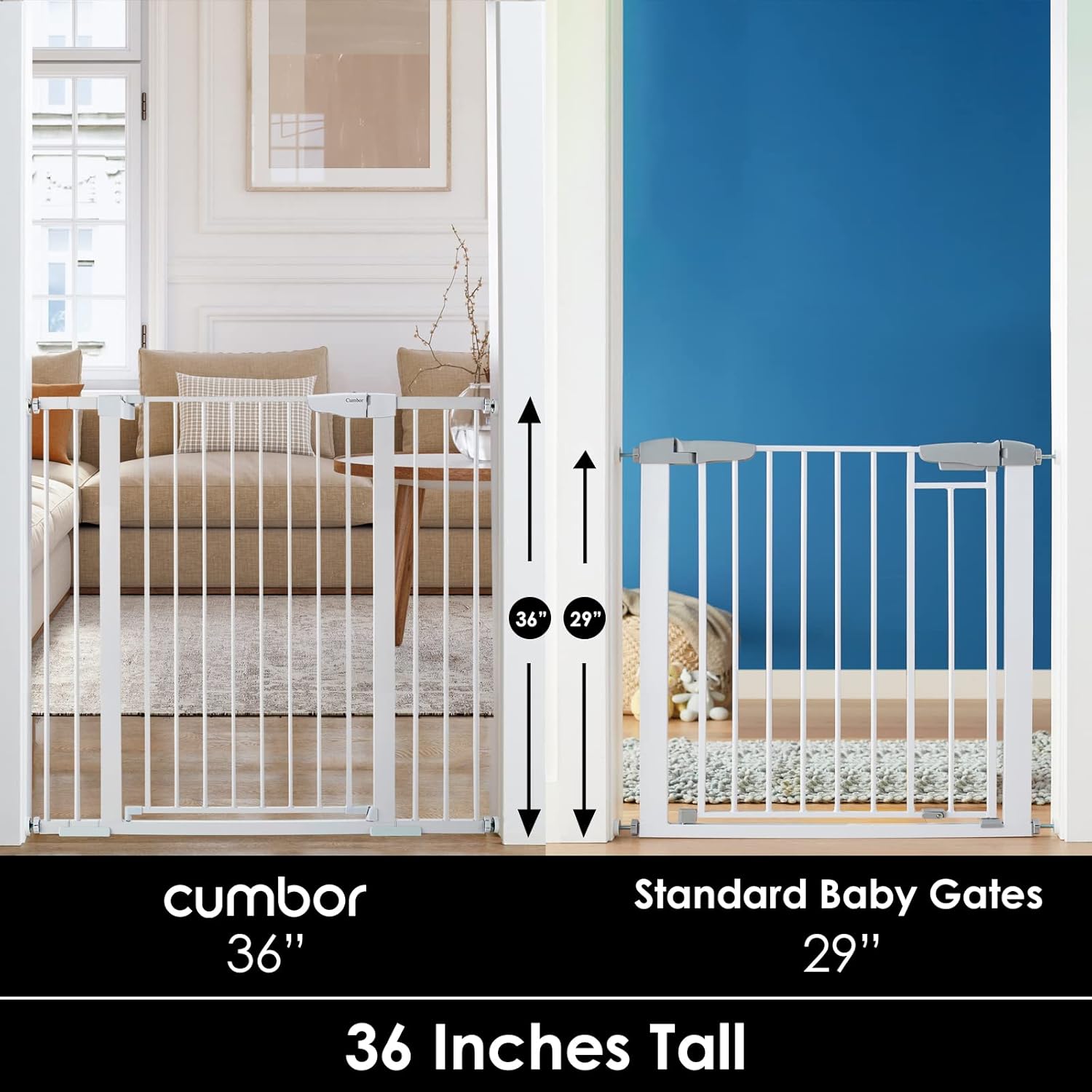 Cumbor 36 Extra Tall Baby Gate for Dogs and Kids