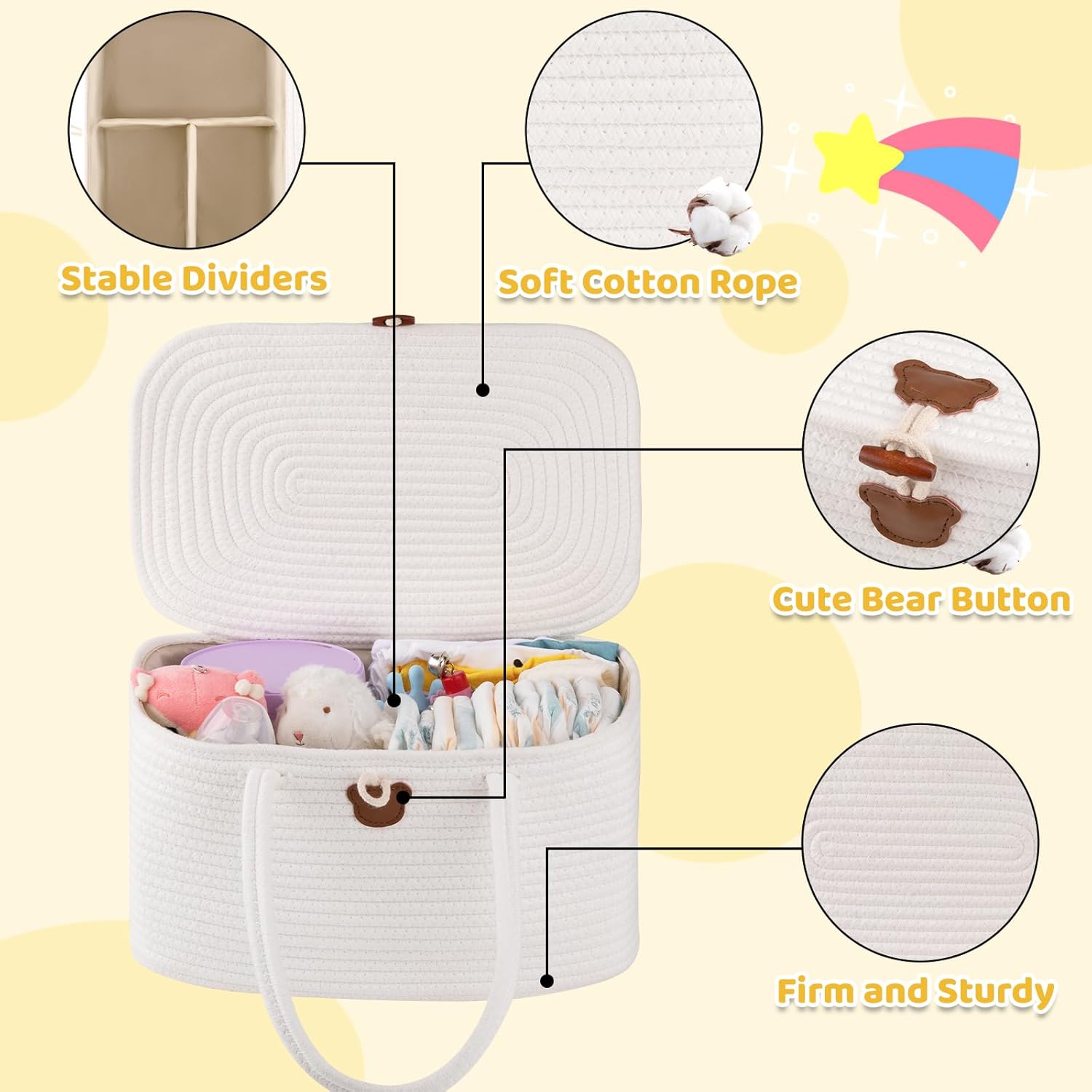 OIAHOMY Diaper Caddy Organizer for Baby White
