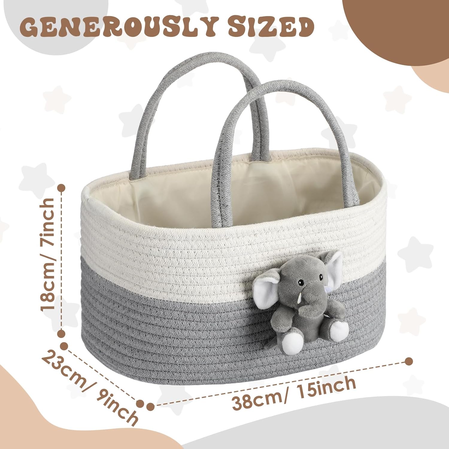 FoldTier Elephant Diaper Caddy Organizer Cart for Nursery