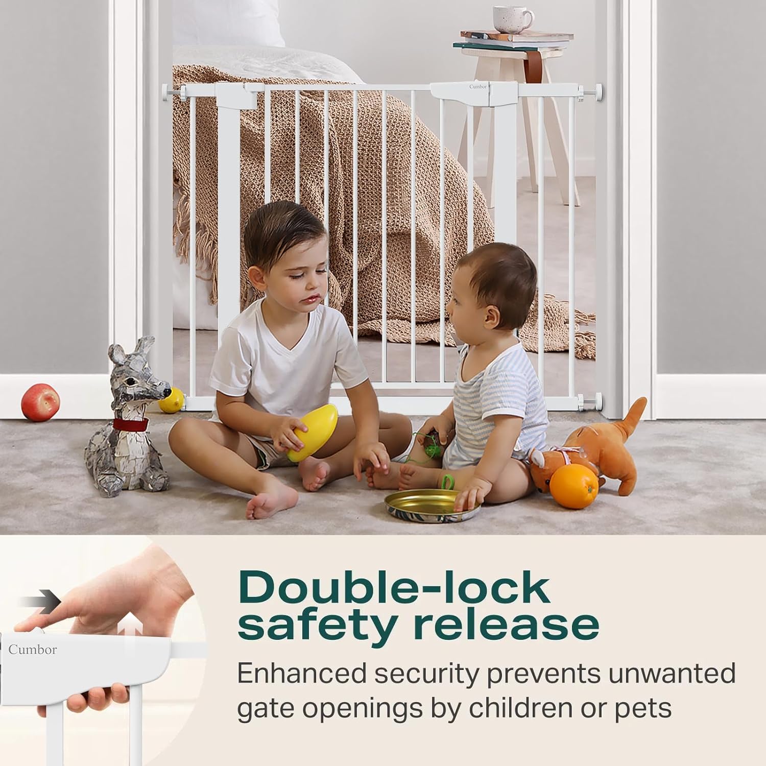 Cumbor 297-406 Inch Durable Baby Gate for Stairs