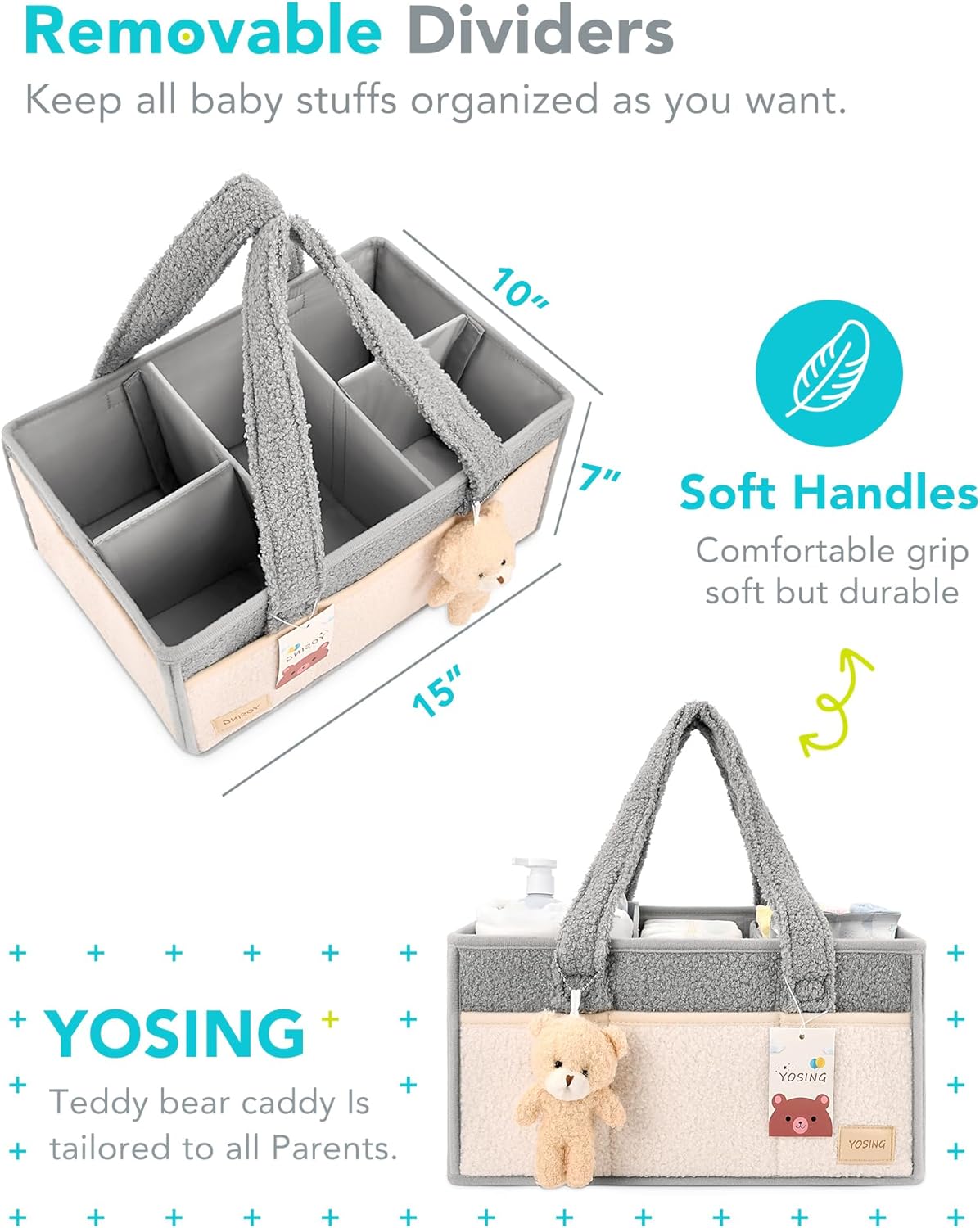 YOSING Diaper Caddy Organizer for Car Travel and Nursery Storage