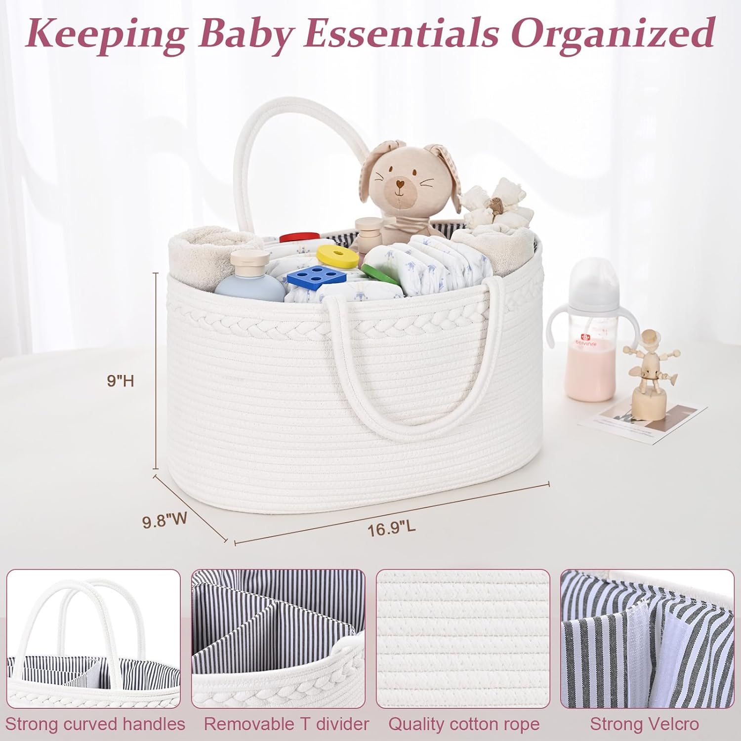 Degeyoyo Baby Diaper Caddy Organizer with Removable Divider