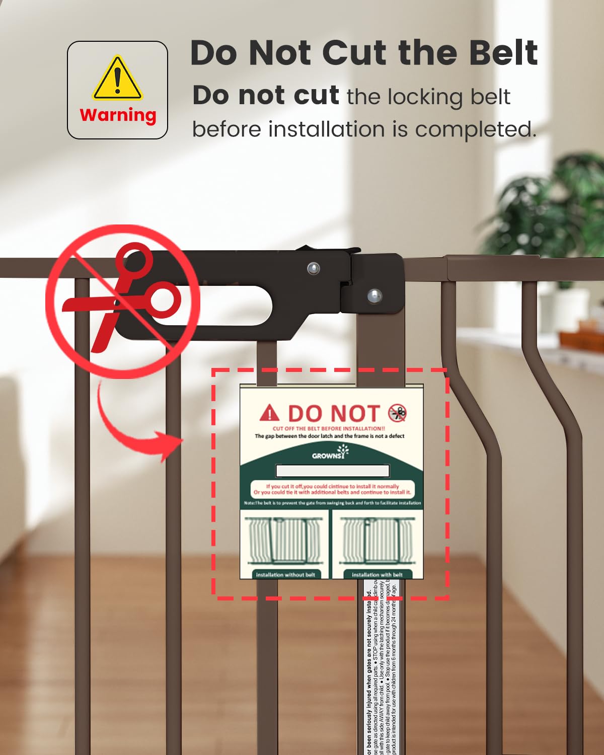 GROWNSY Baby Gate with Anti-Trip Pedal and V-Shaped Rods