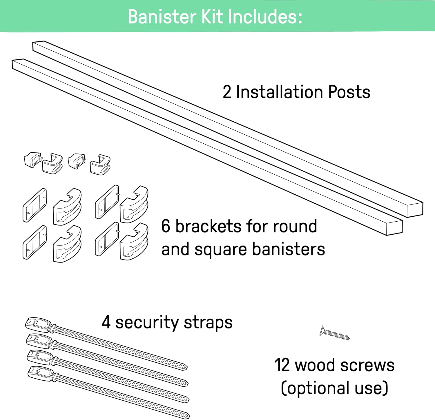 Universal Banister Mounting Kit for Baby Gates