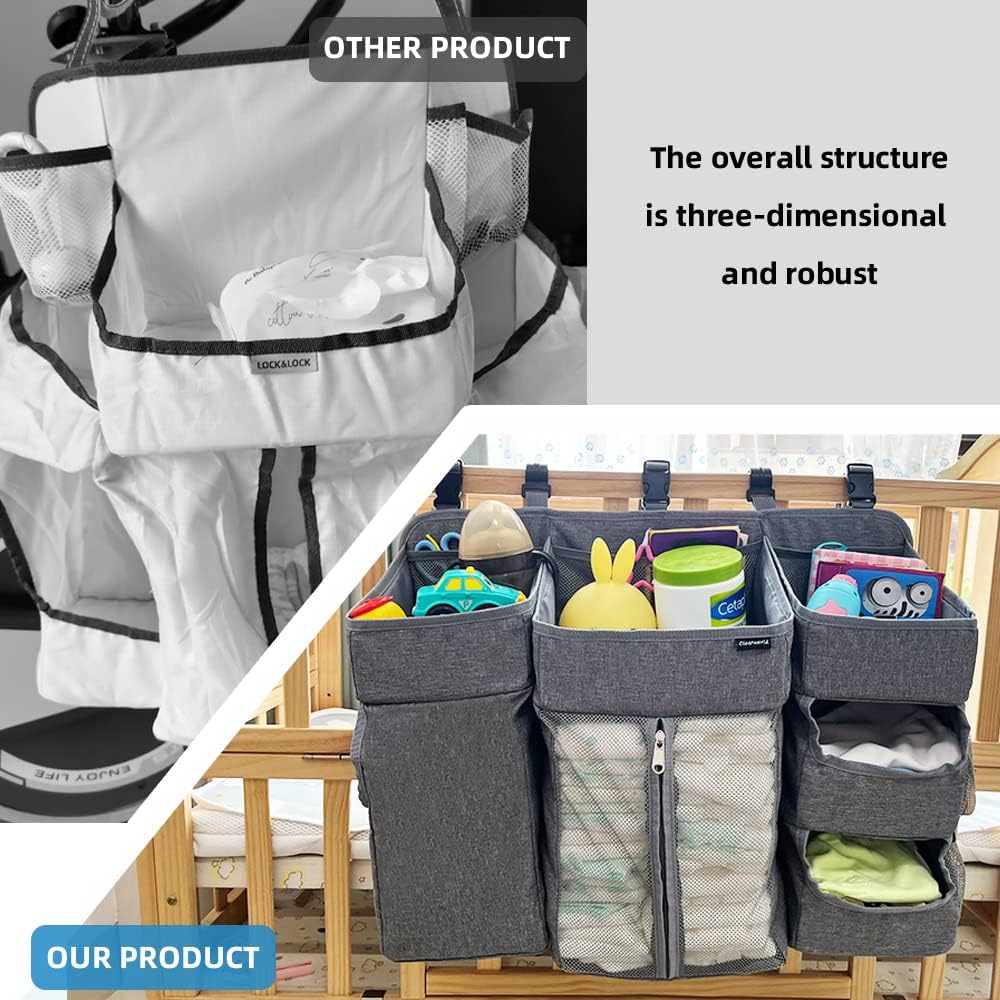 Clearworld Hanging Diaper Caddy Organizer Gray