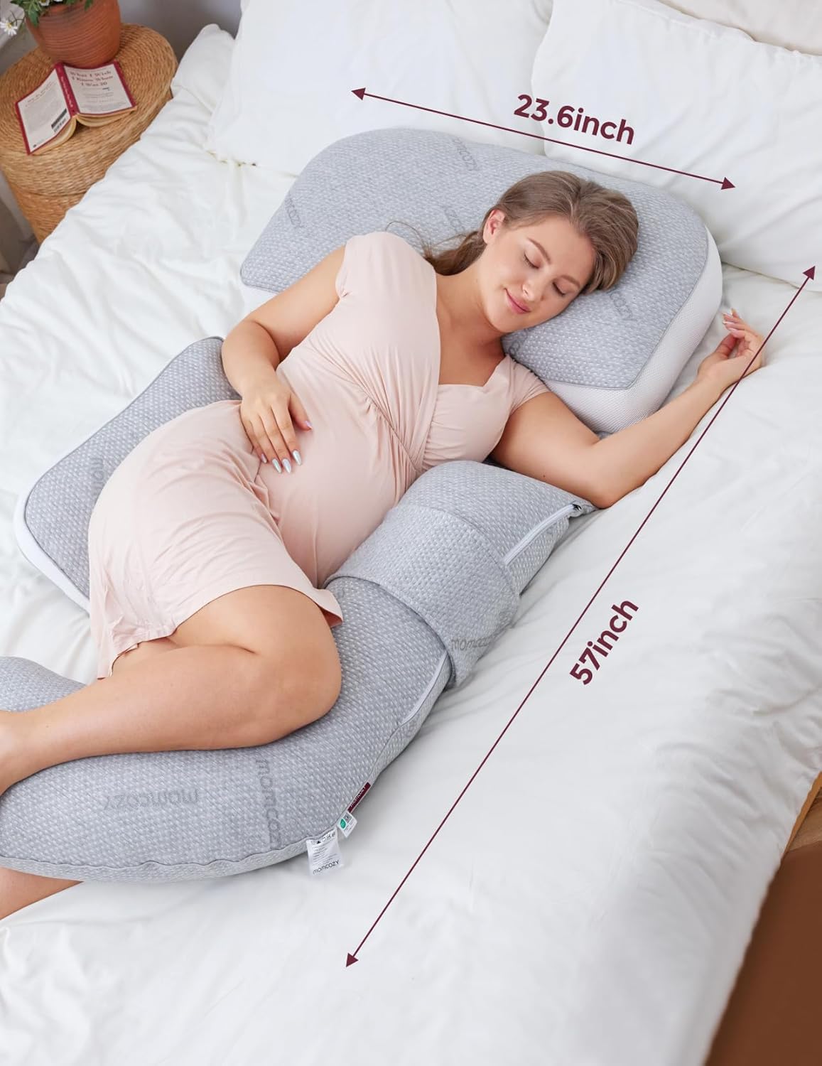Momcozy G-Shape Pregnancy Pillow with Air Layer Cover