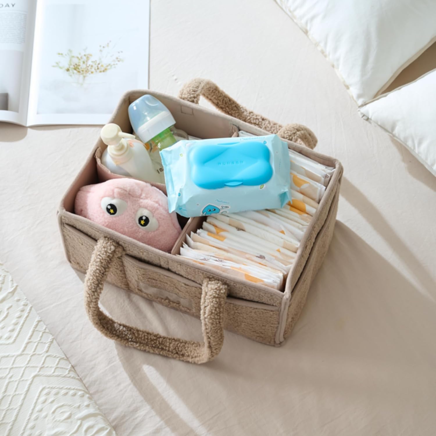 Luxury Little Diaper Caddy Organizer with Removable Dividers 1