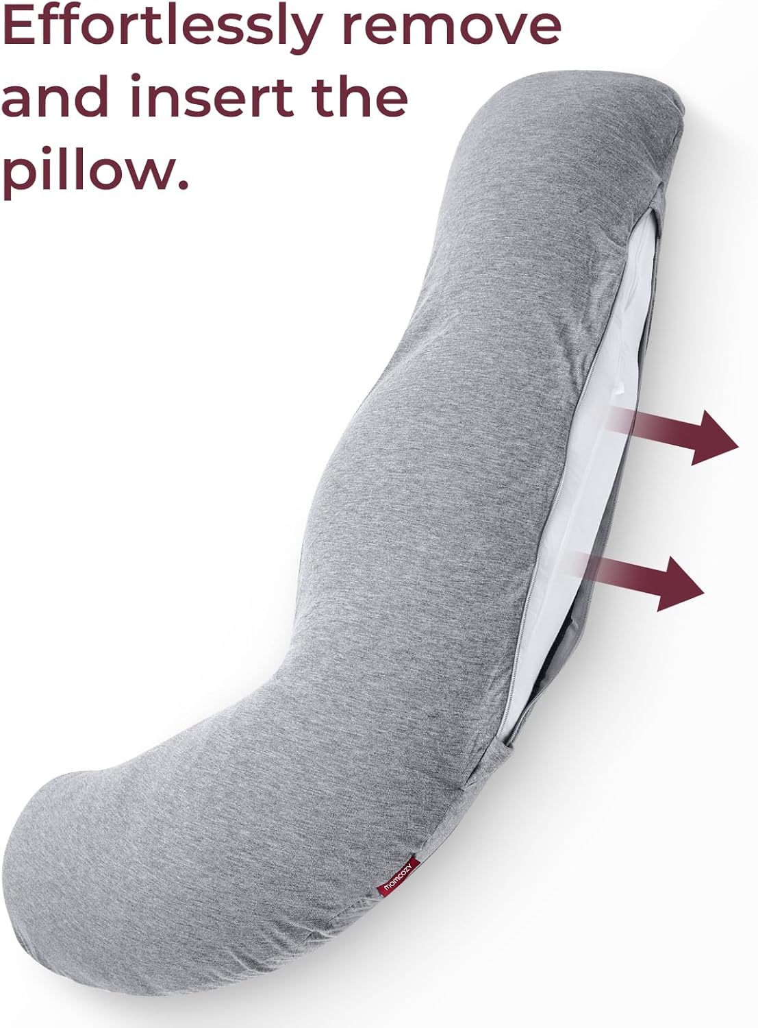 Momcozy J-Shaped Pregnancy Pillow Cover Soft Removable Grey