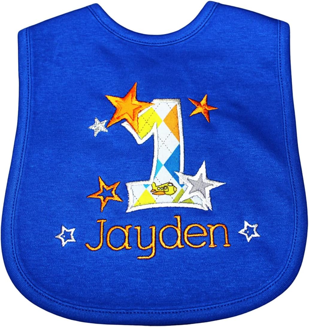First Birthday Bib for Baby Boy with Personalized Name