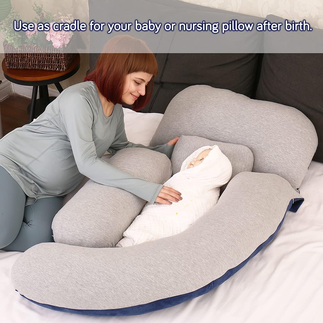 MOON PINE 60 Inch Pregnancy Pillow with Zipper Design