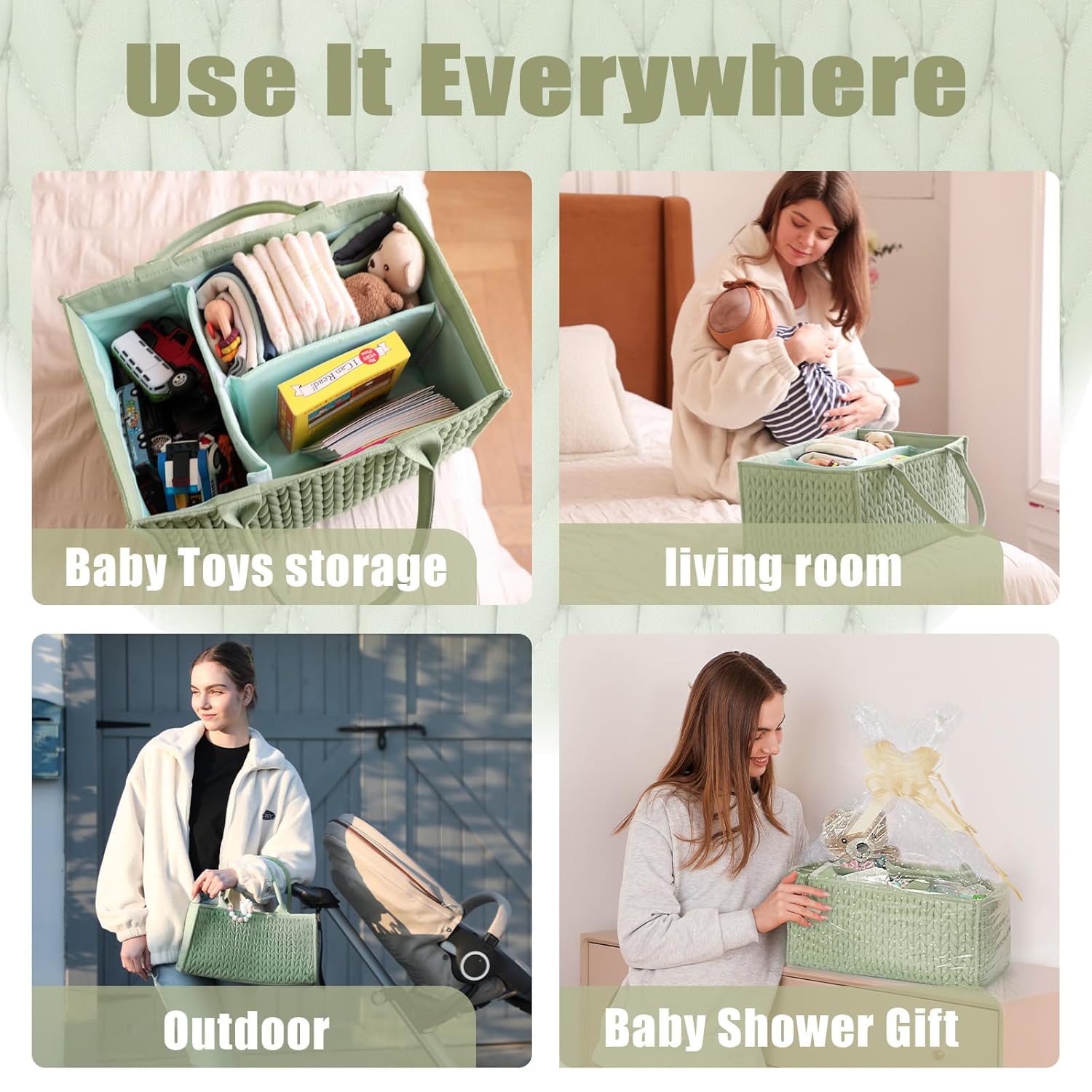 MOMINSIDE Baby Diaper Caddy Organizer Portable Space-Saving