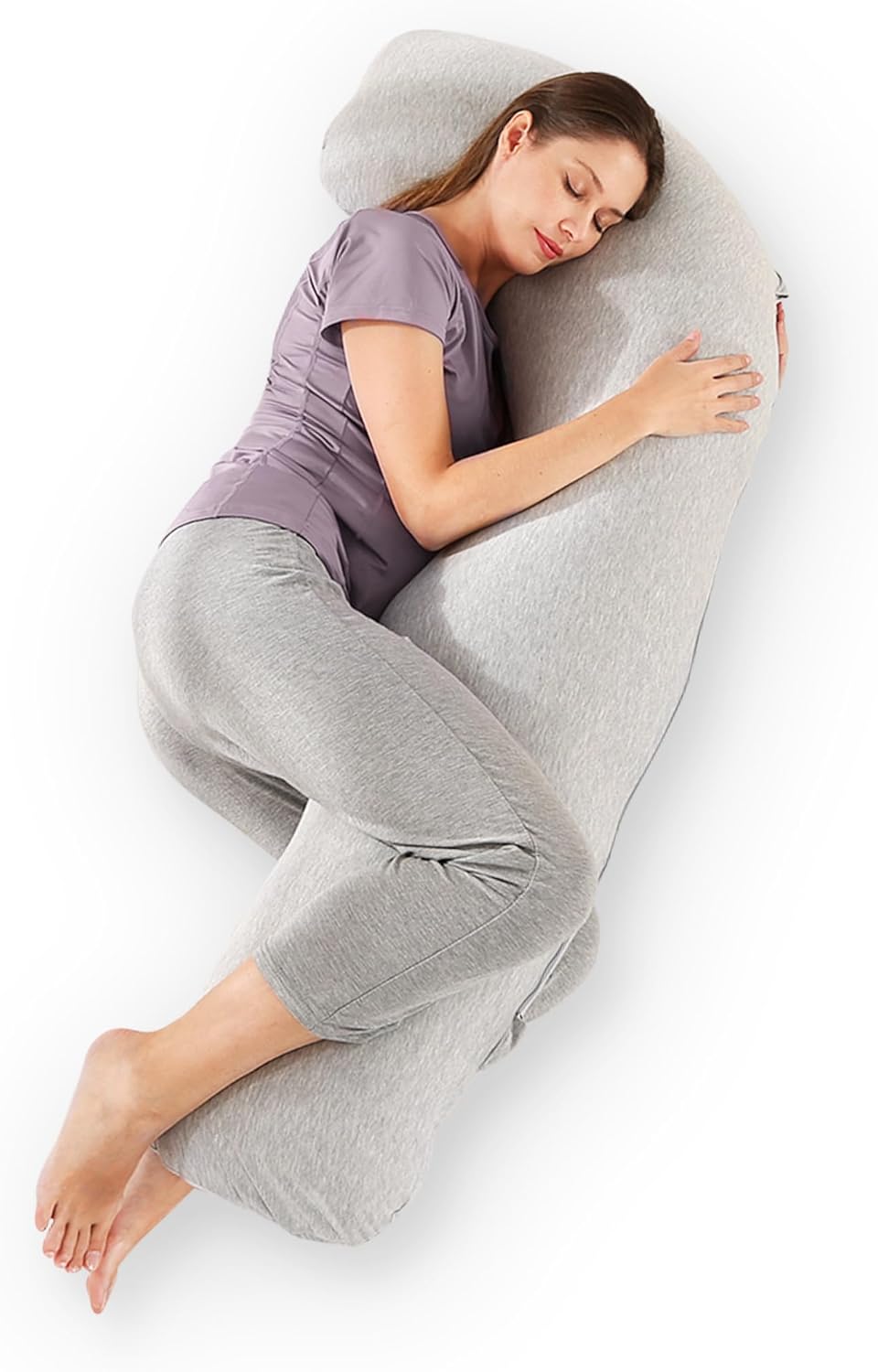 Zomee J-Shaped Pregnancy Pillow for Side Sleep and Nursing Support
