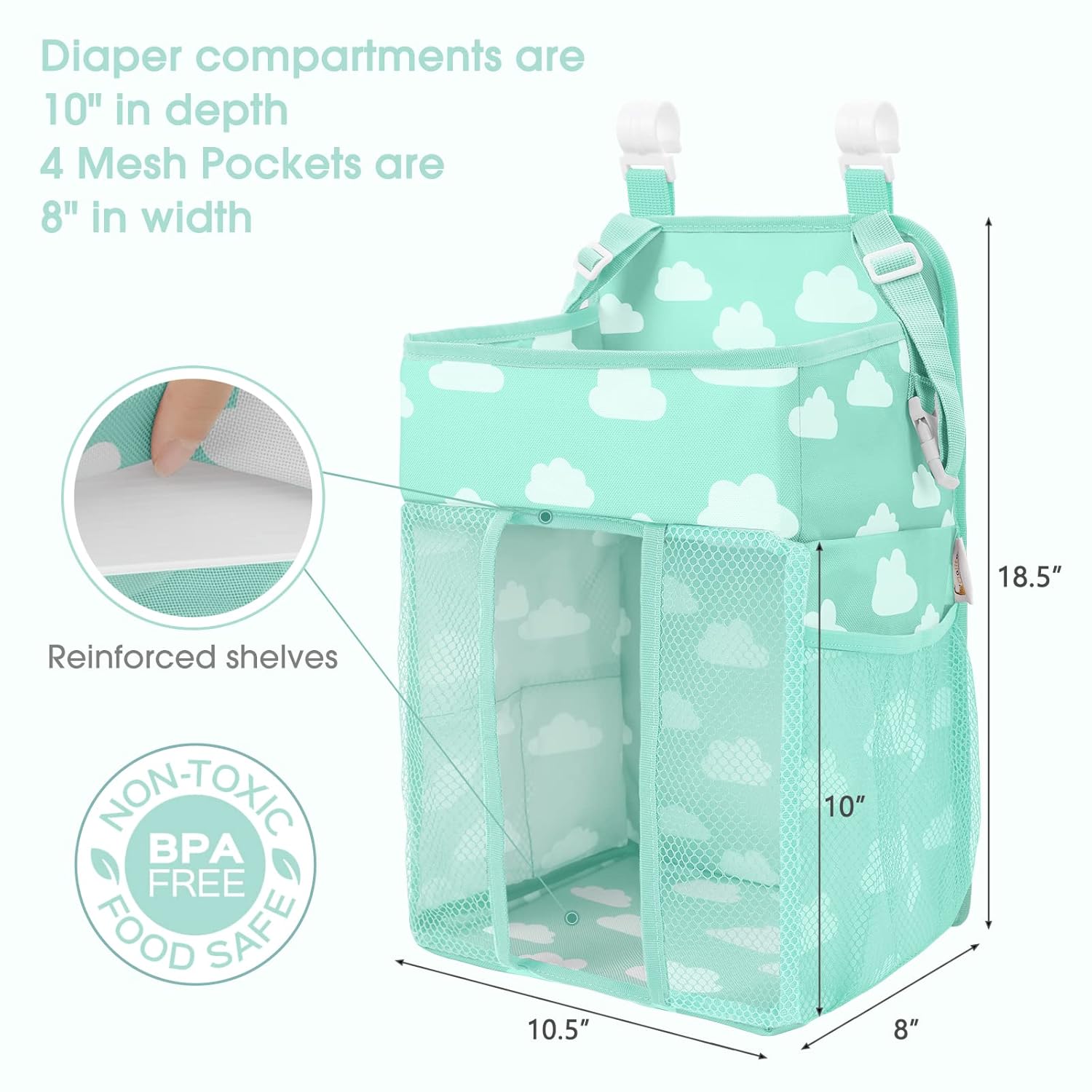 Maliton Hanging Diaper Caddy Organizer - Blue-Green