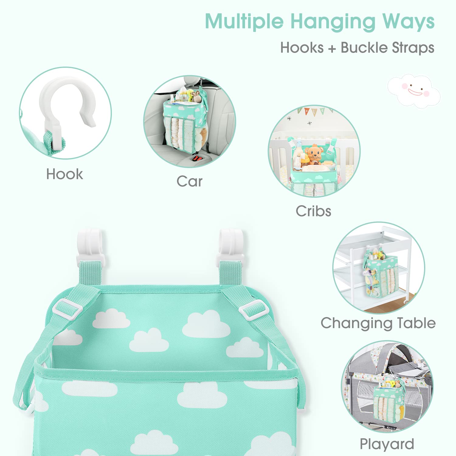 Maliton Hanging Diaper Caddy Organizer - Blue-Green