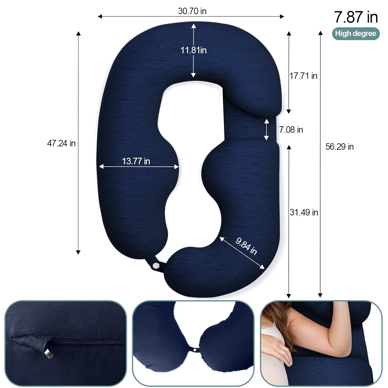 TranquilRelax Pregnancy Pillow with Blue Cover 1