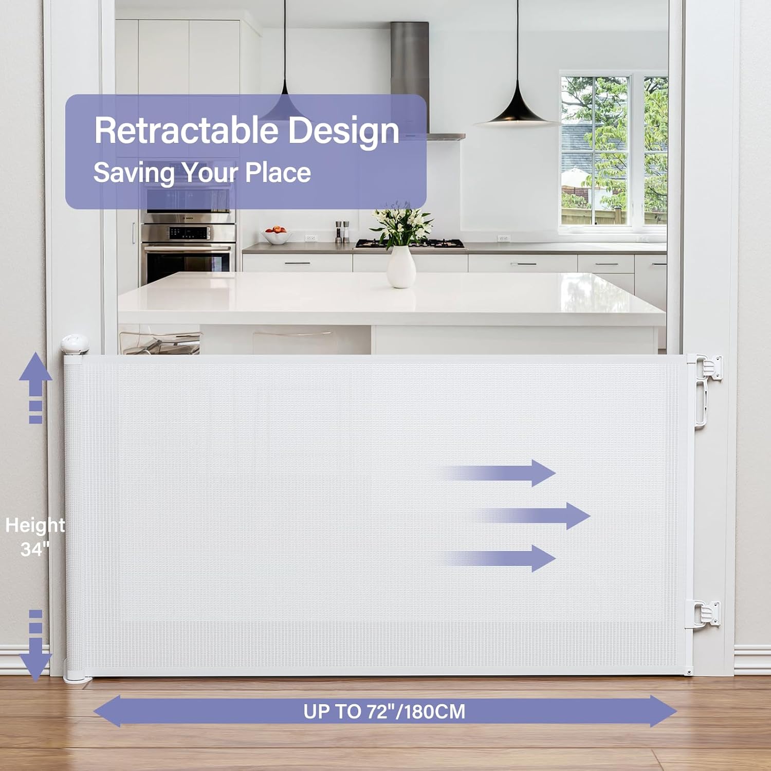 PRObebi Retractable Gate - 72 Wide Stair Door Safety