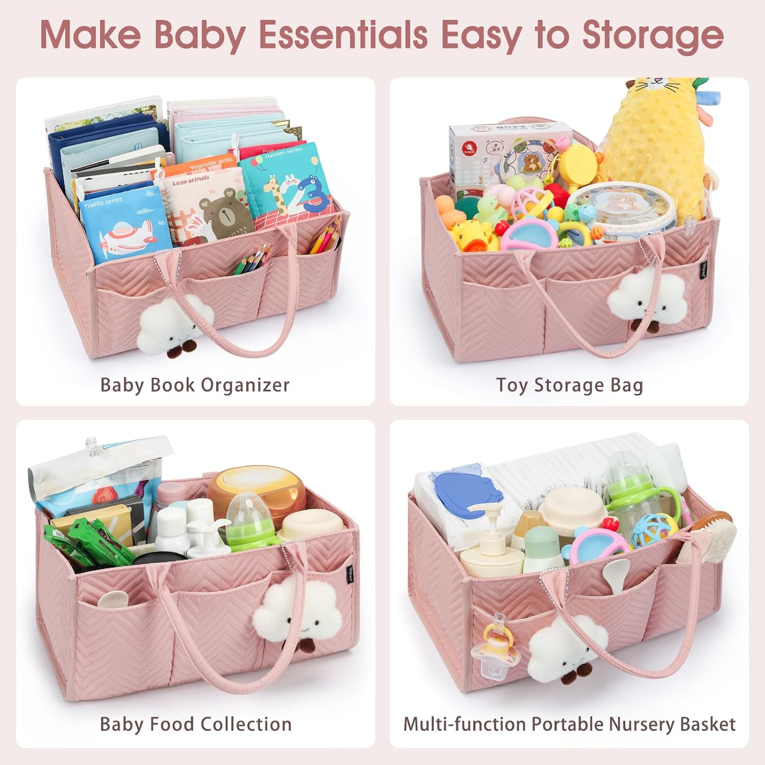 Skycase Large Diaper Caddy Organizer Pink