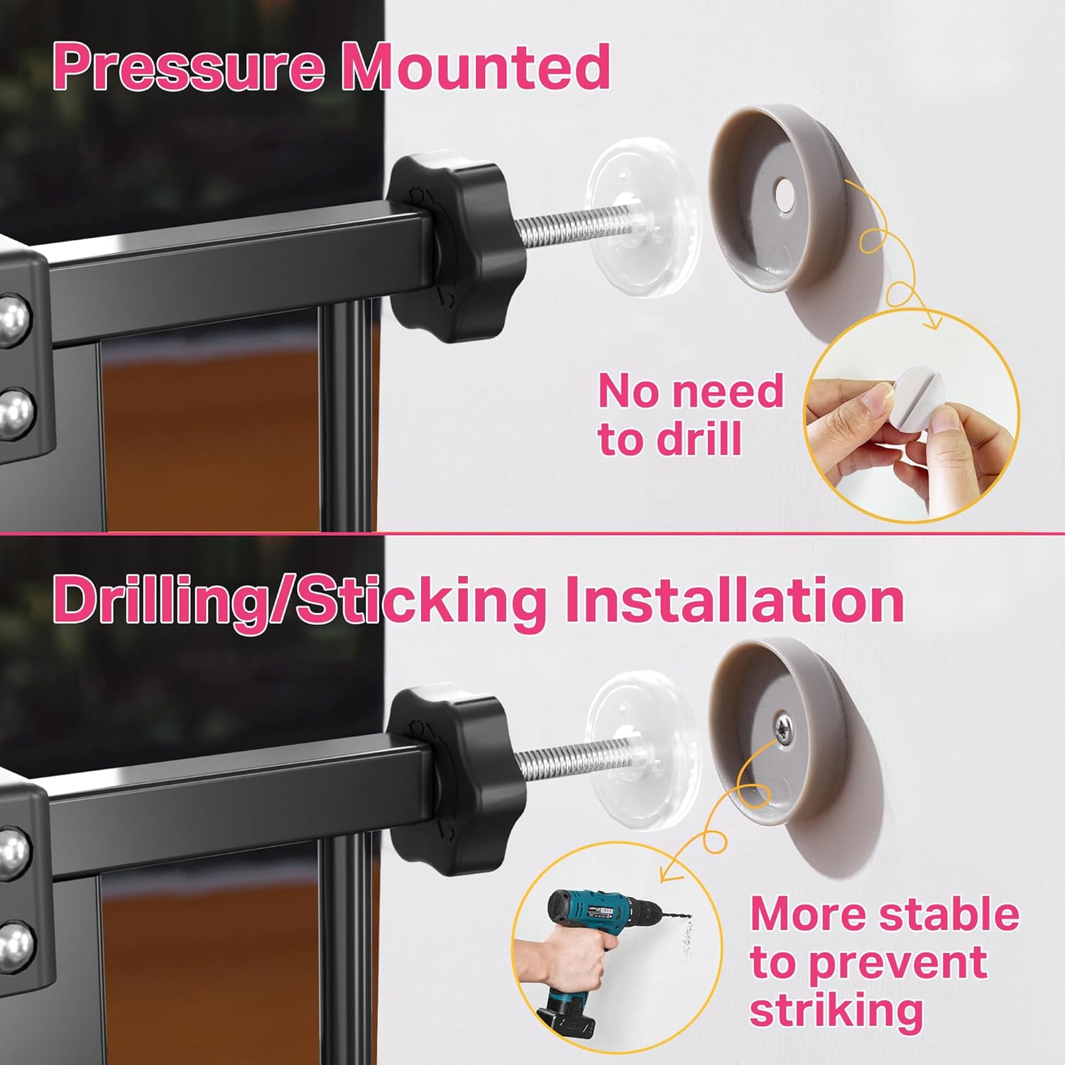 InnoTruth 36 Baby Gate for Stairs and Doorways Dual Lock Black