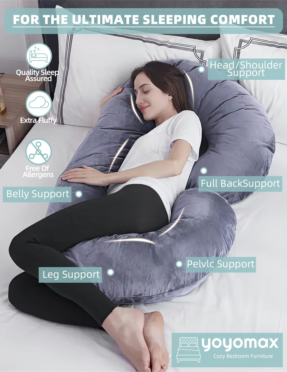 TINKLE WELL C-Shaped Pregnancy Pillow with Removable Cover 1