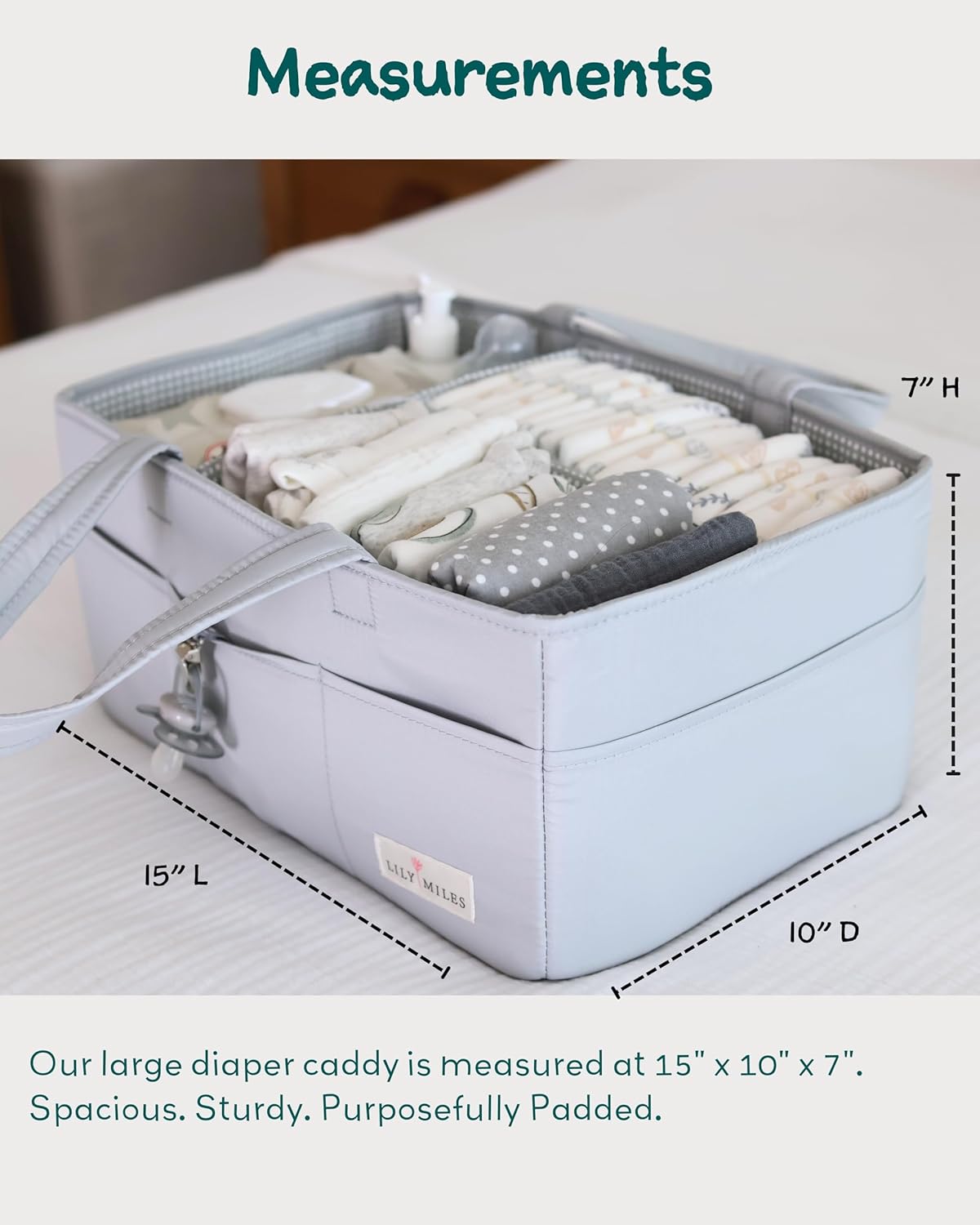 Lily Miles Diaper Caddy with 8 Pockets Wipeable Durable