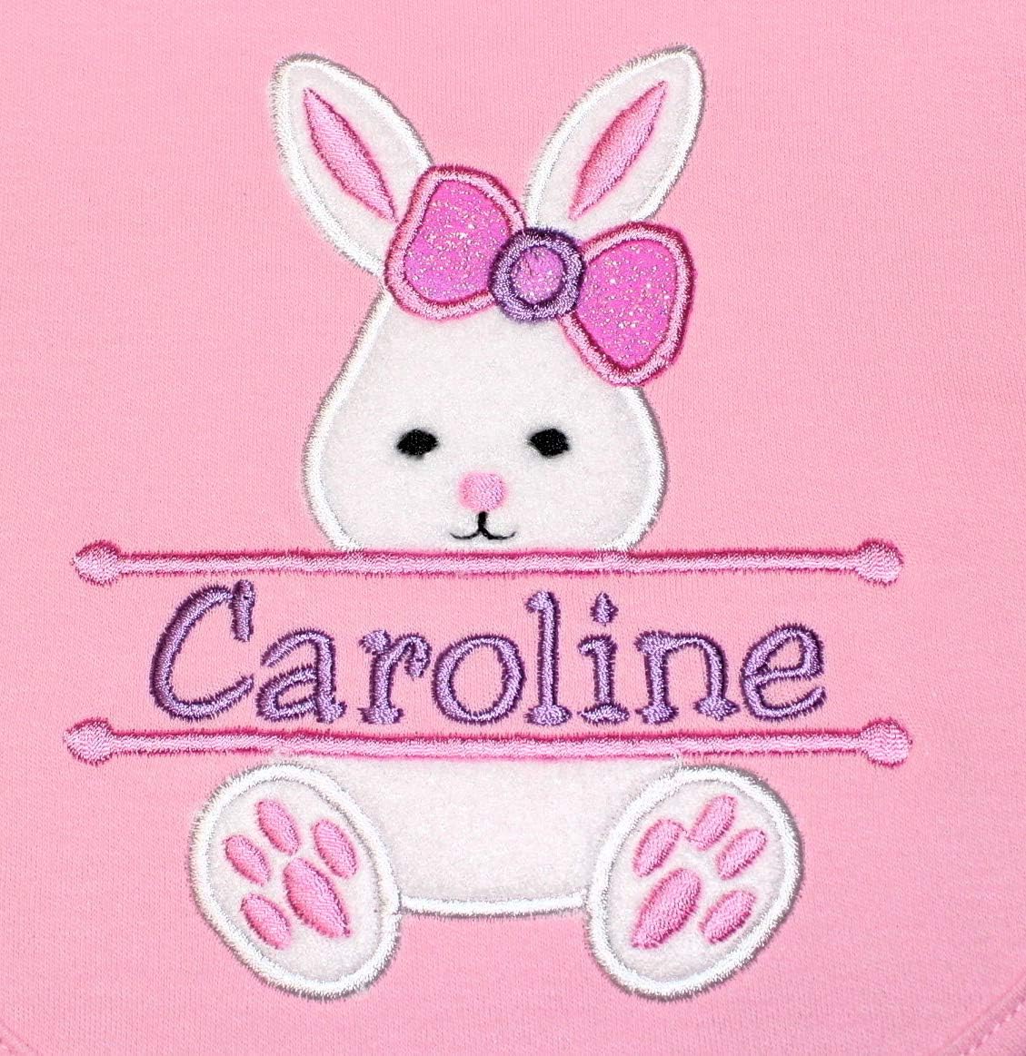 My1st Easter Bunny Bib for Baby Girl Personalized with Custom Name