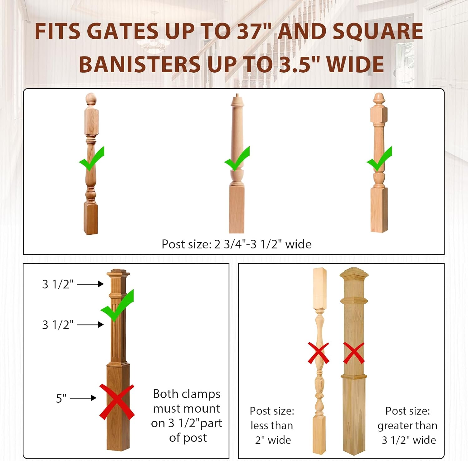 Salcod 1 Pcs No Hole Banister Gate Mounting Kit
