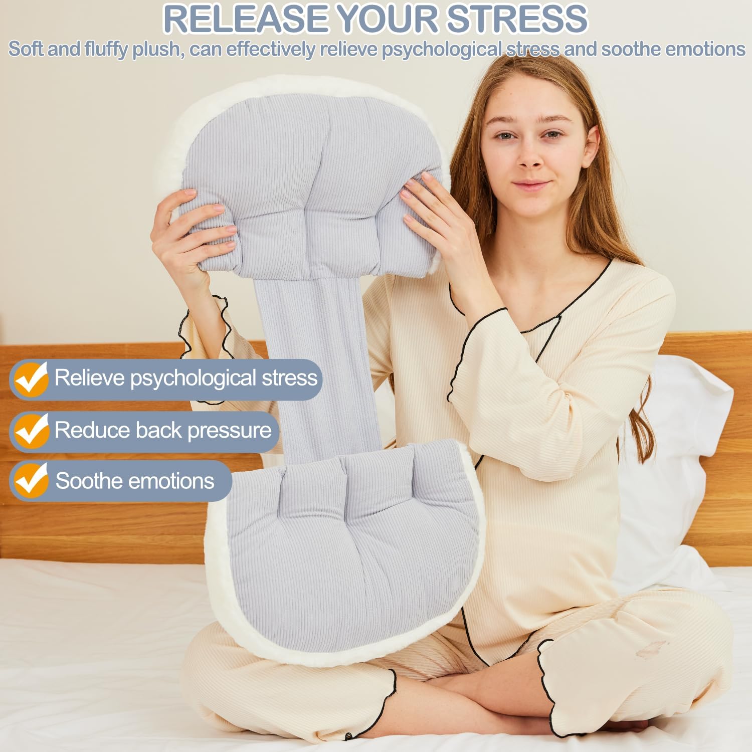 Trankerloop Maternity Pillow Grey with Faux Fur