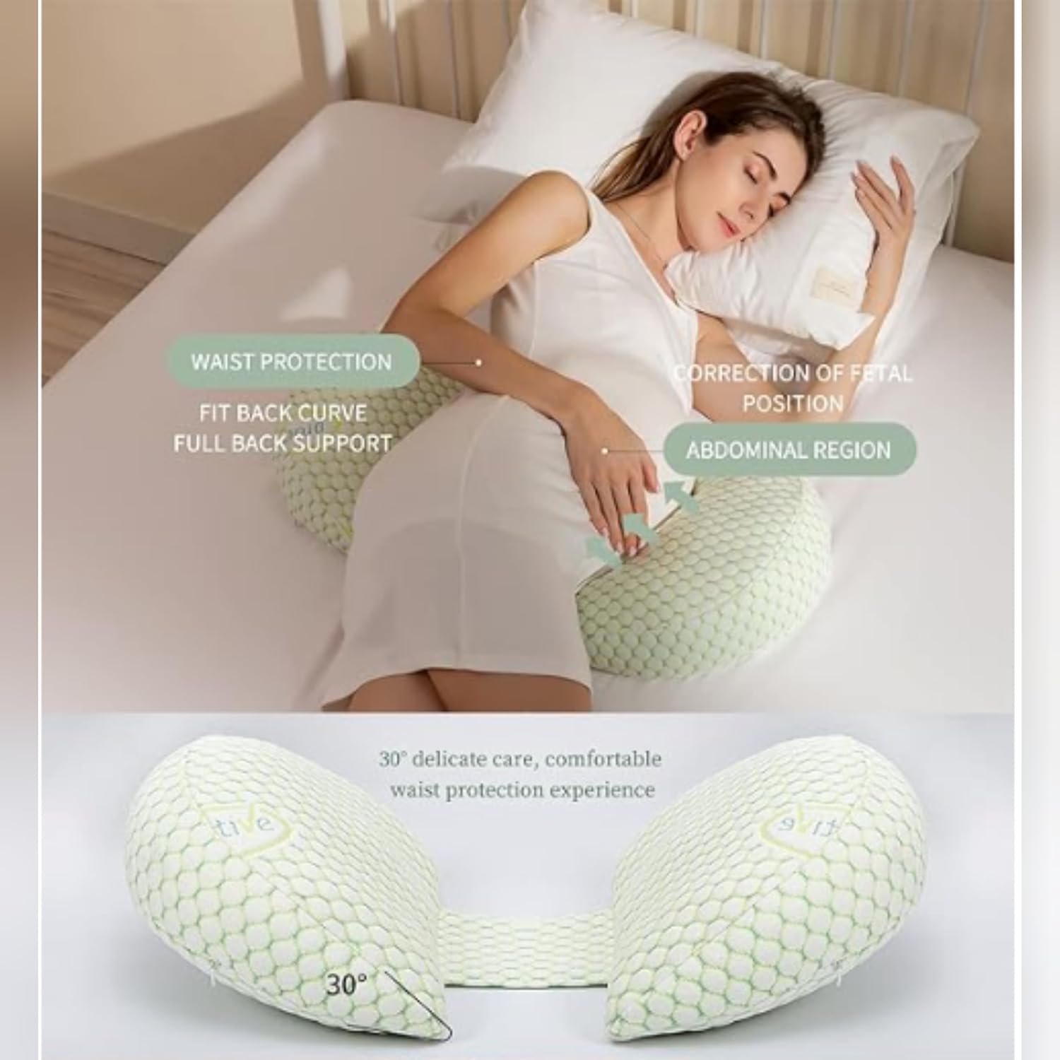 TemBe Maternity Pillow for Belly and Back Support