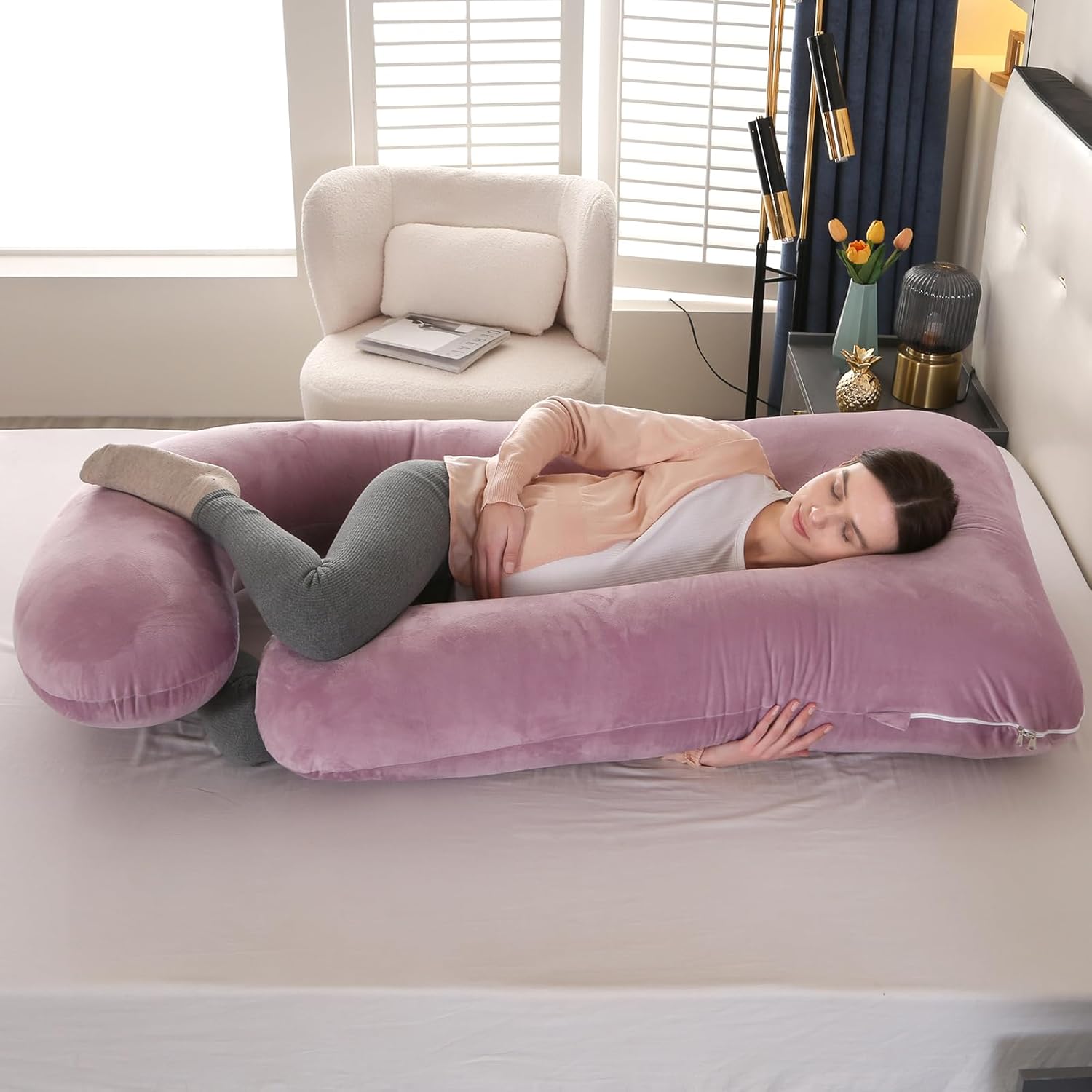 Victostar U Shaped Pregnancy Pillow with Removable Cover