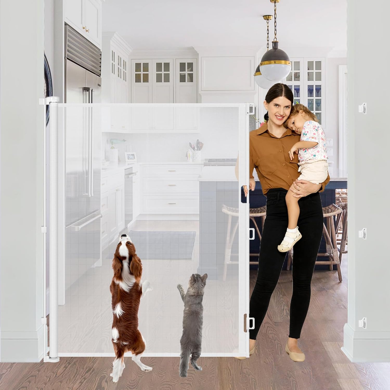 60 Inch Tall Retractable Pet Gate - Jump Proof 5ft Dog Cat Barrier