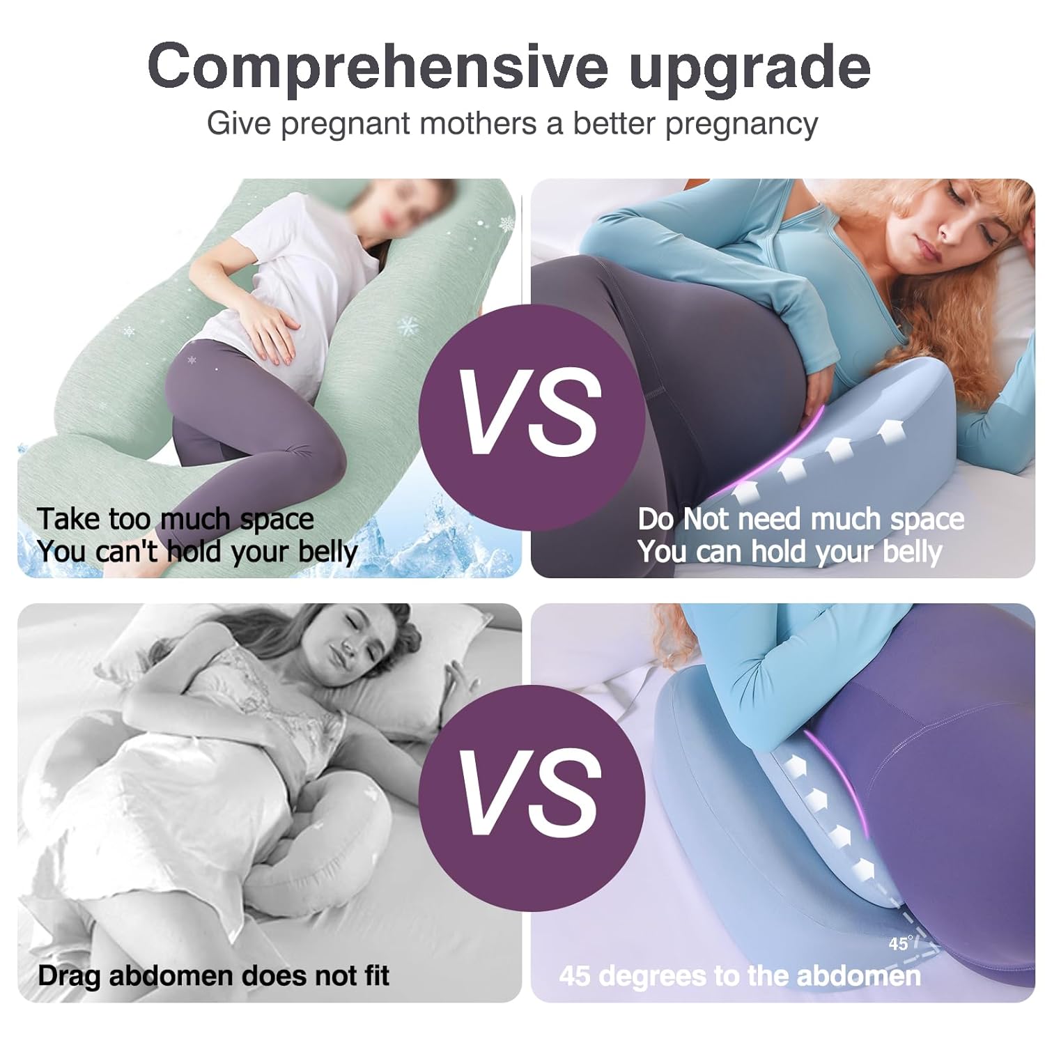 WEIKA Memory Foam Pregnancy Pillow - Blue
