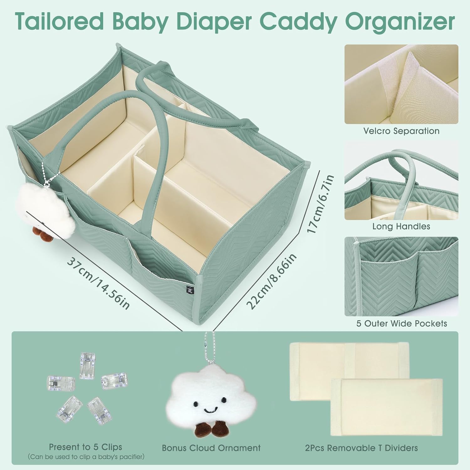 Skycase Large Diaper Caddy Organizer Green