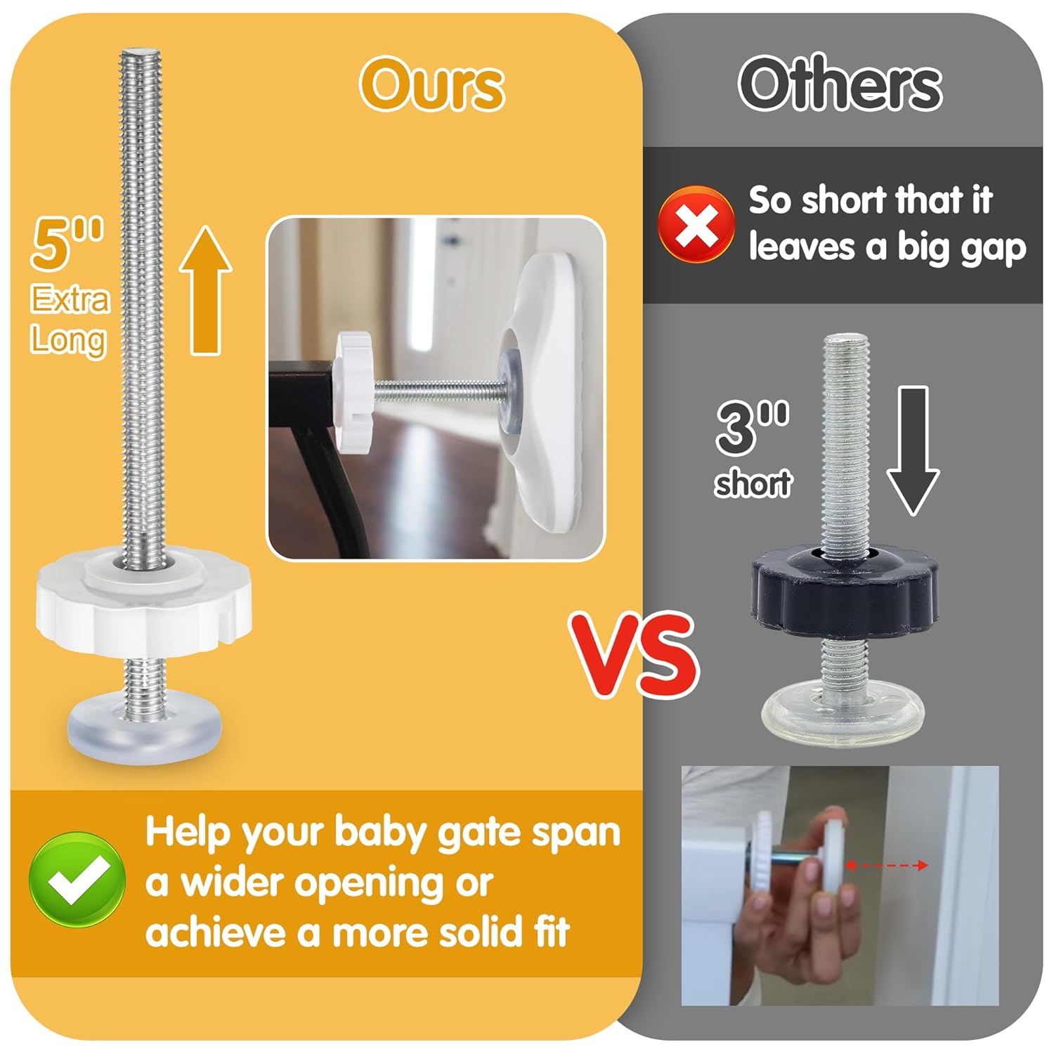 Dreyoo Baby Gate Extender 4 Pack M8 Spindle Rods 1