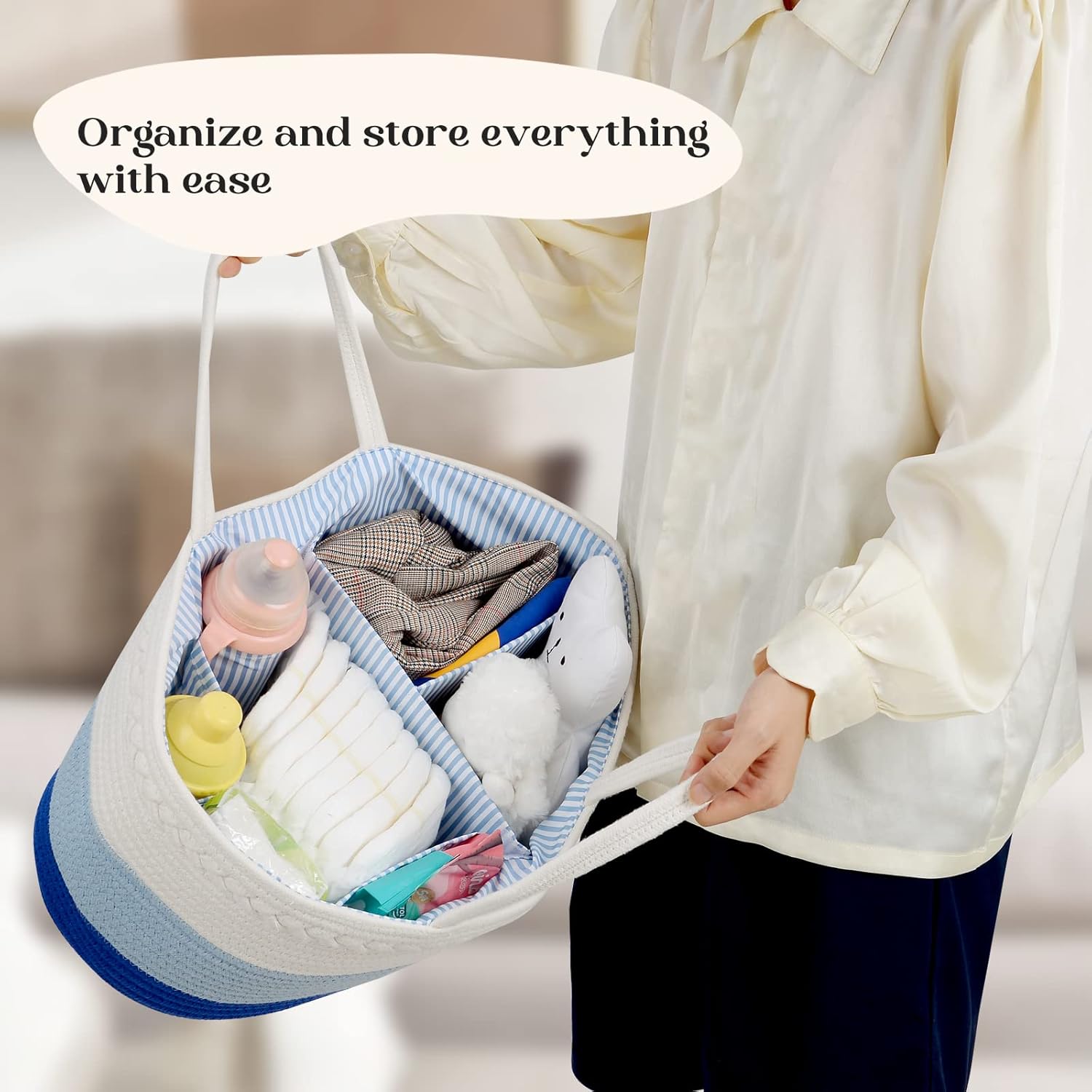 Luxury Little Baby Diaper Caddy Organizer - Blue 1