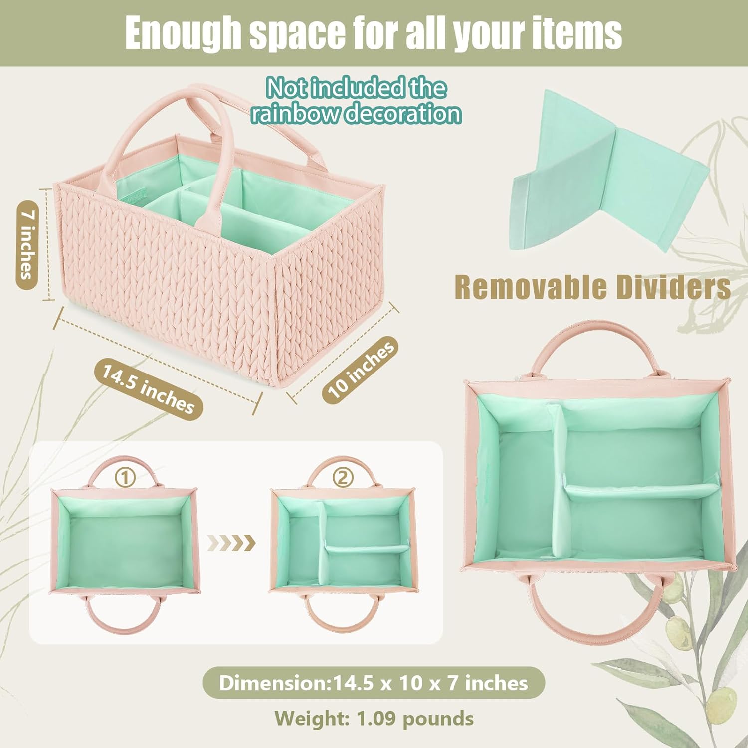 MOMINSIDE Baby Diaper Caddy Organizer with Dividers