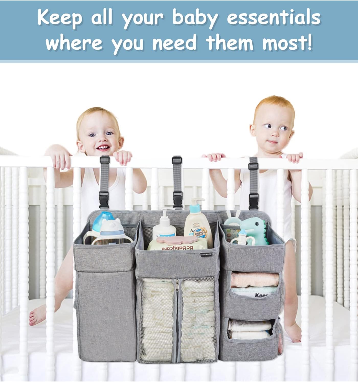 Clearworld Hanging Diaper Caddy Organizer Gray