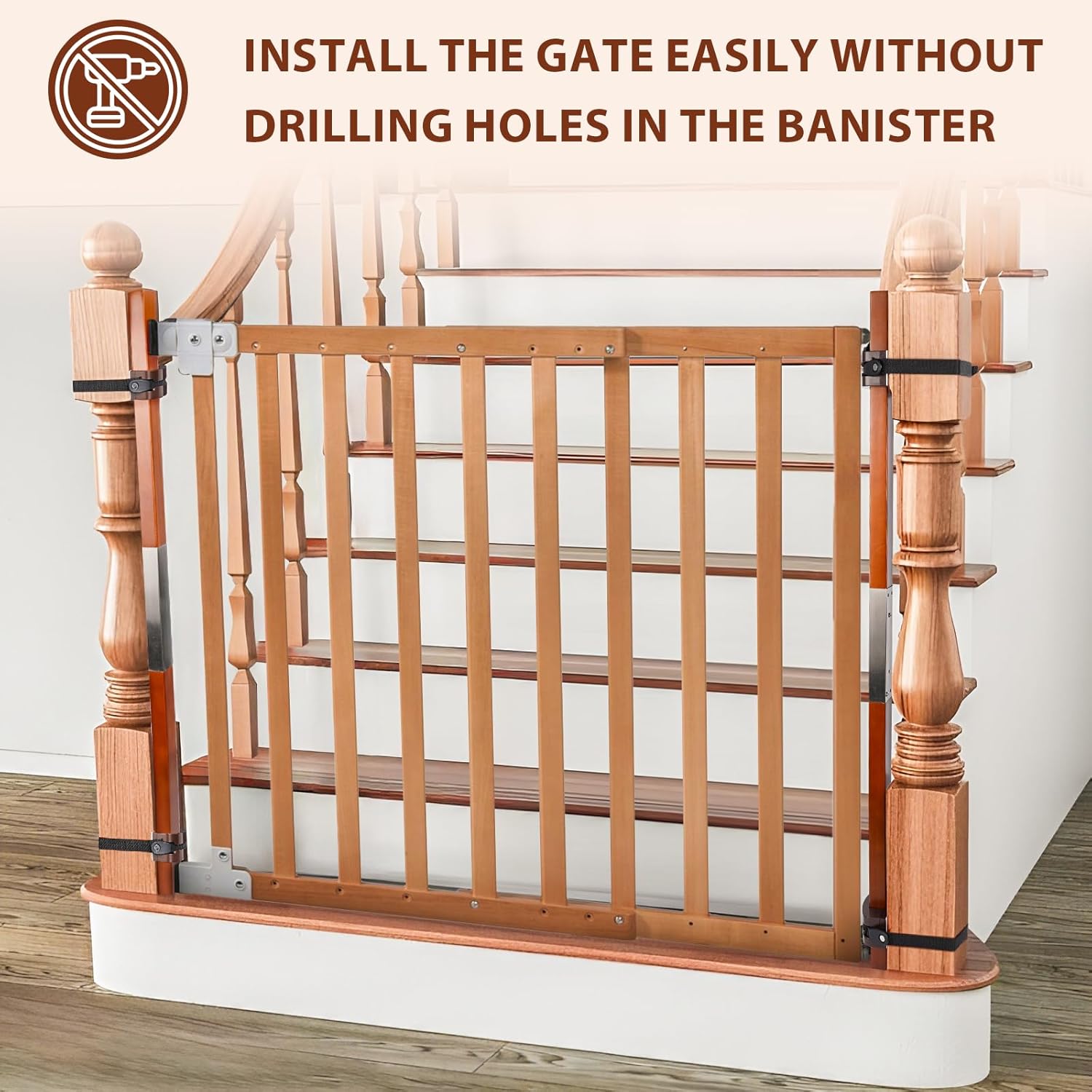 Salcod 1 Pcs No Hole Banister Gate Mounting Kit