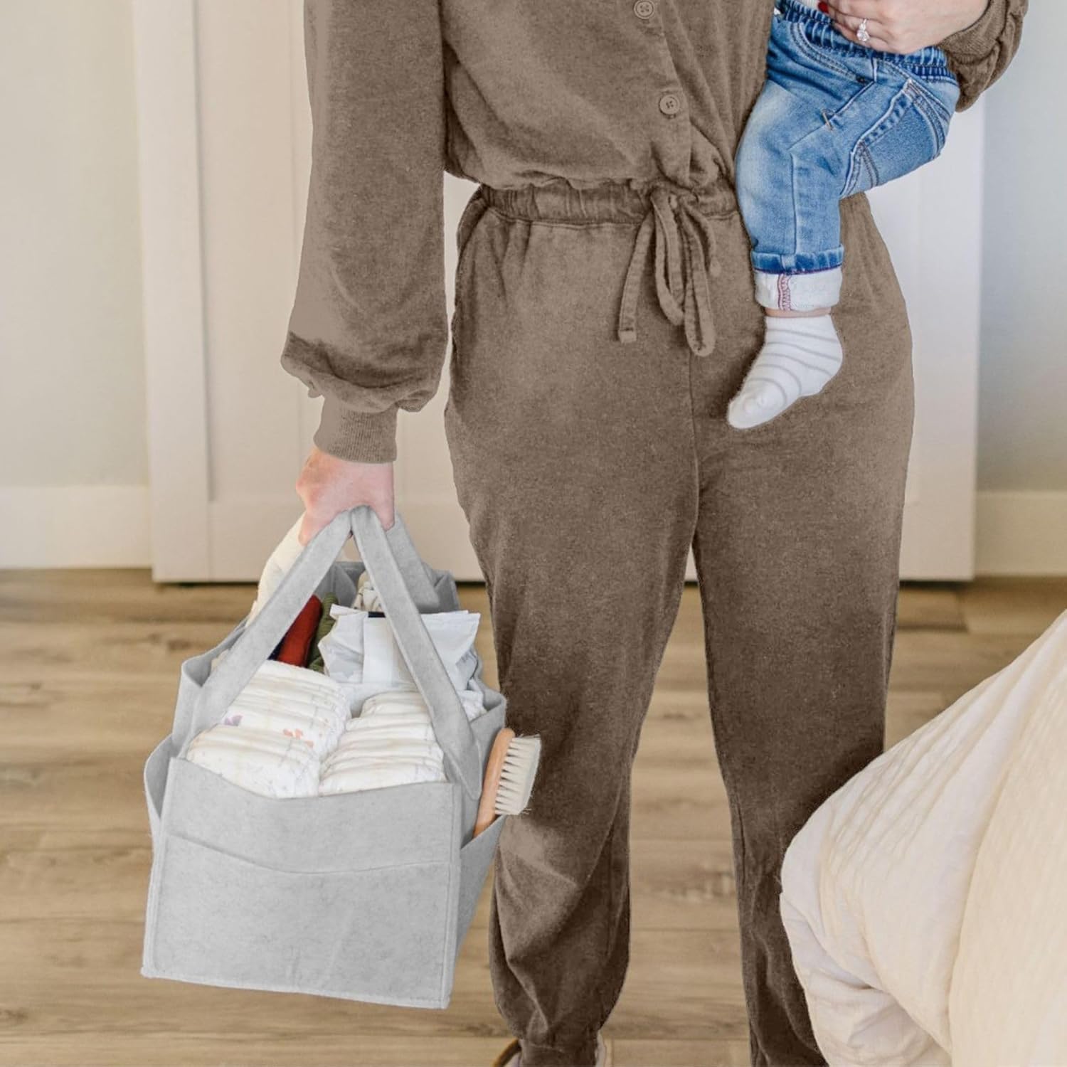 Putska Baby Diaper Caddy Organizer - Grey Extra Large