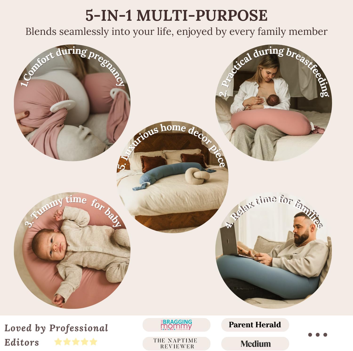 Cuddobaby 5-in-1 Cooling Pregnancy Pillow with Travel Bag