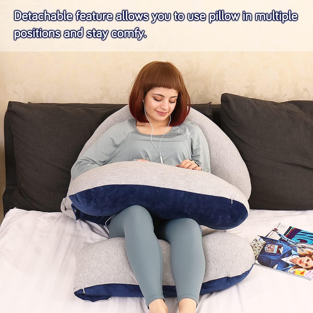 MOON PINE 60 Inch Pregnancy Pillow with Zipper Design