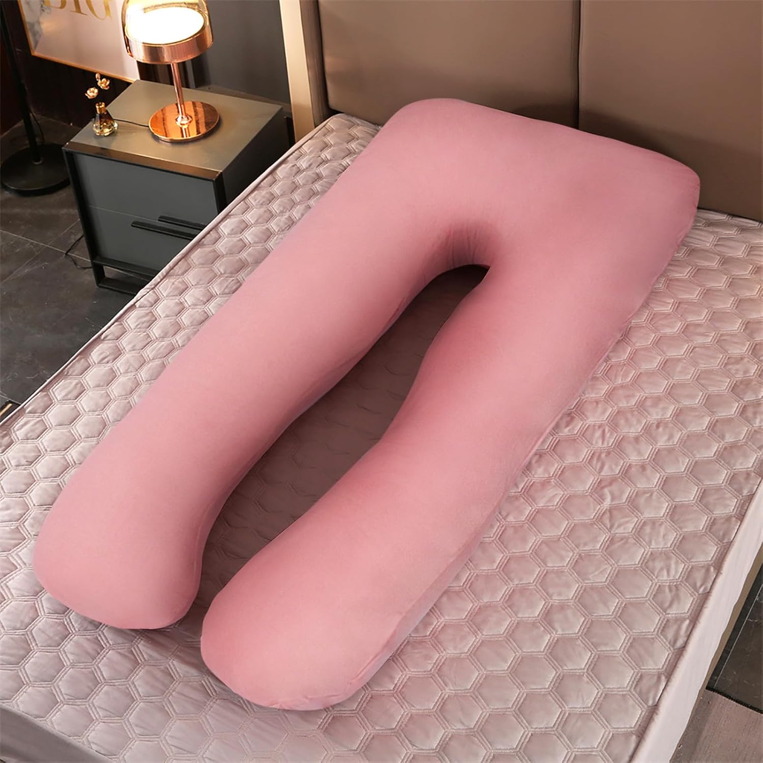 Pregnancy Pillow Cover U Shaped Maternity Support Soft Cotton Case Pink