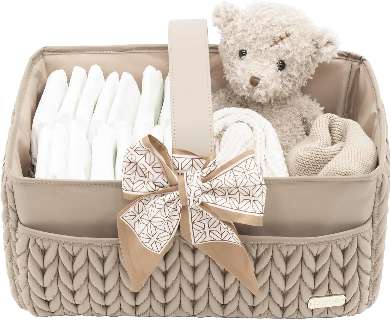 LUKJOJO Baby Diaper Caddy Organizer Beige