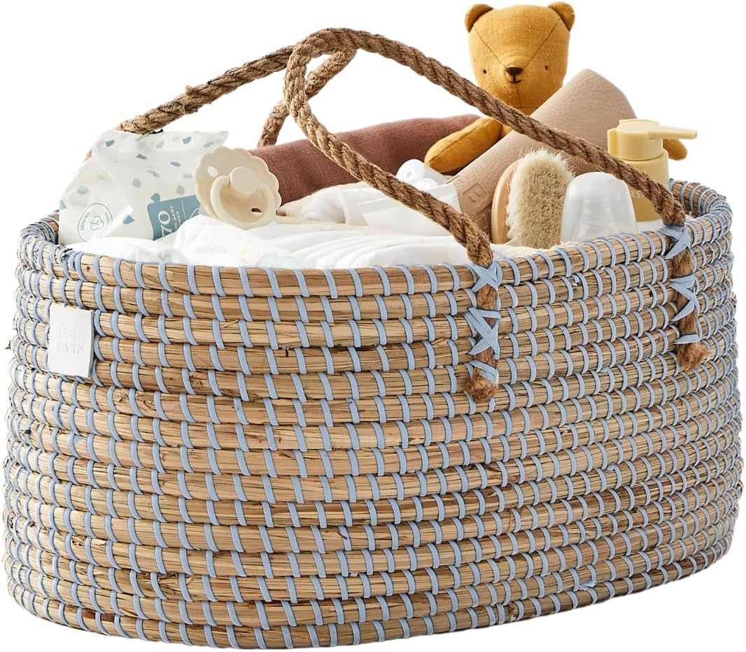 BEBE BASK Premium Light Blue Diaper Caddy Organizer