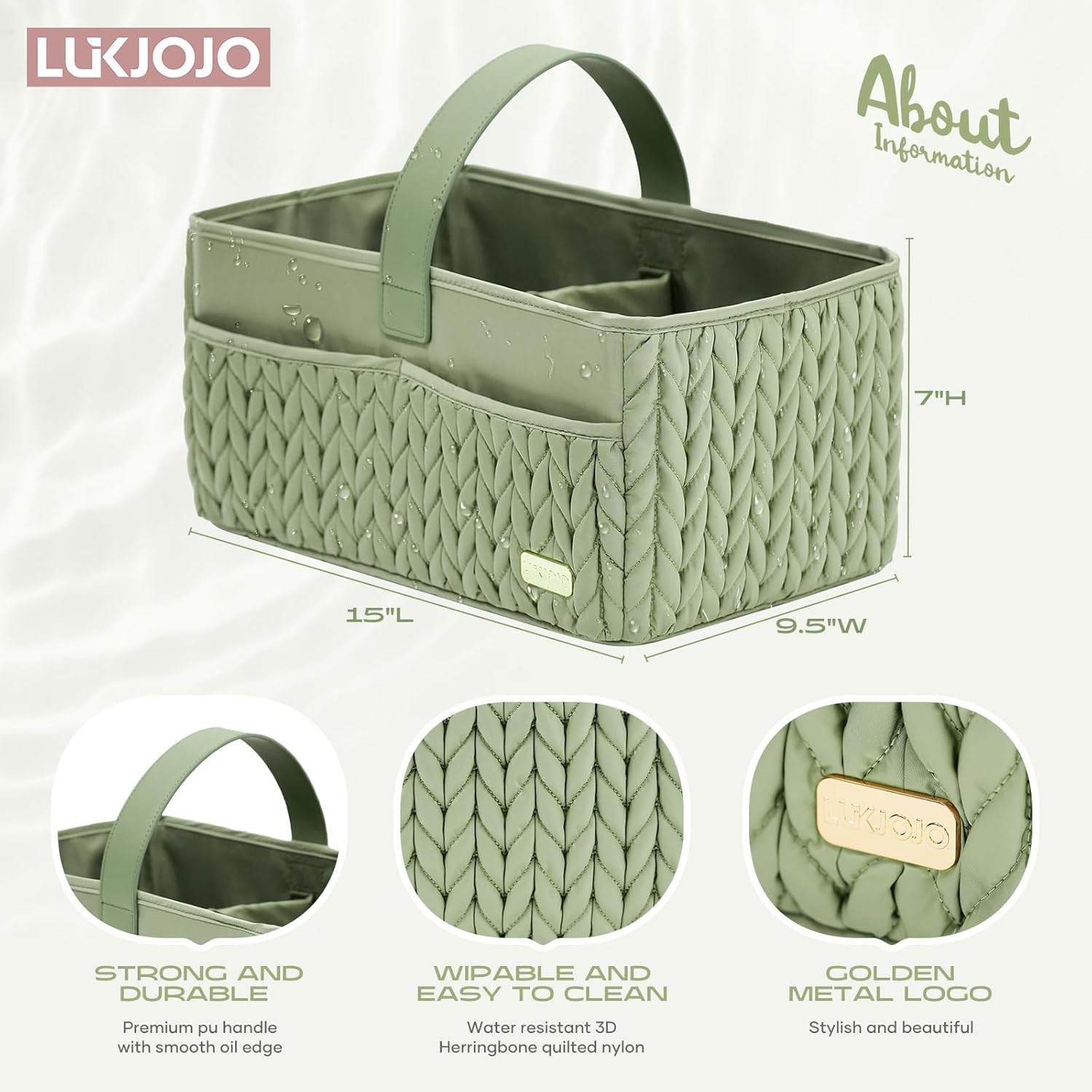 LUKJOJO Luxury Baby Diaper Caddy with Tote Bag