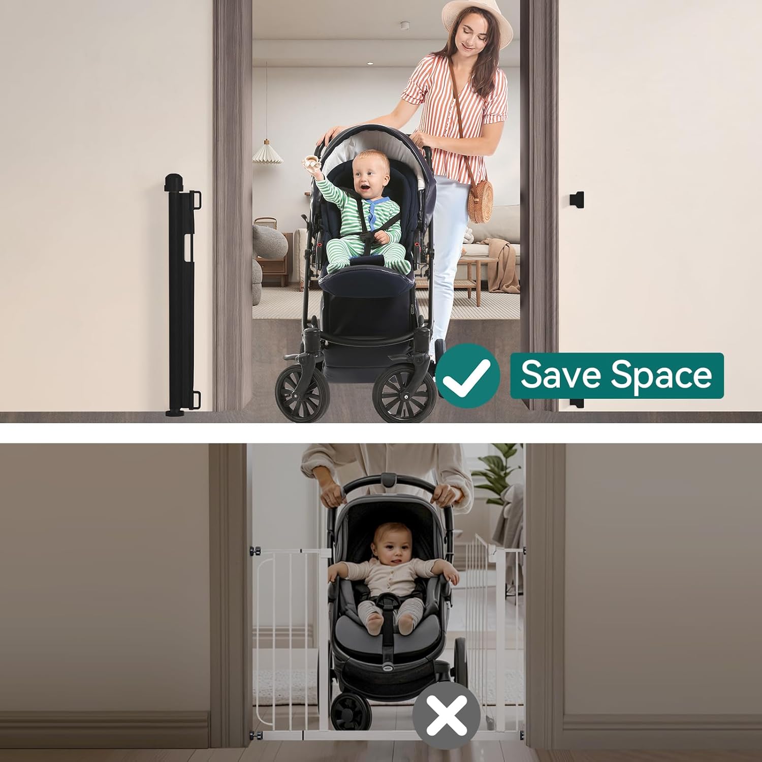 YOOFOR Retractable Baby Gate 33 Tall 55 Wide Black