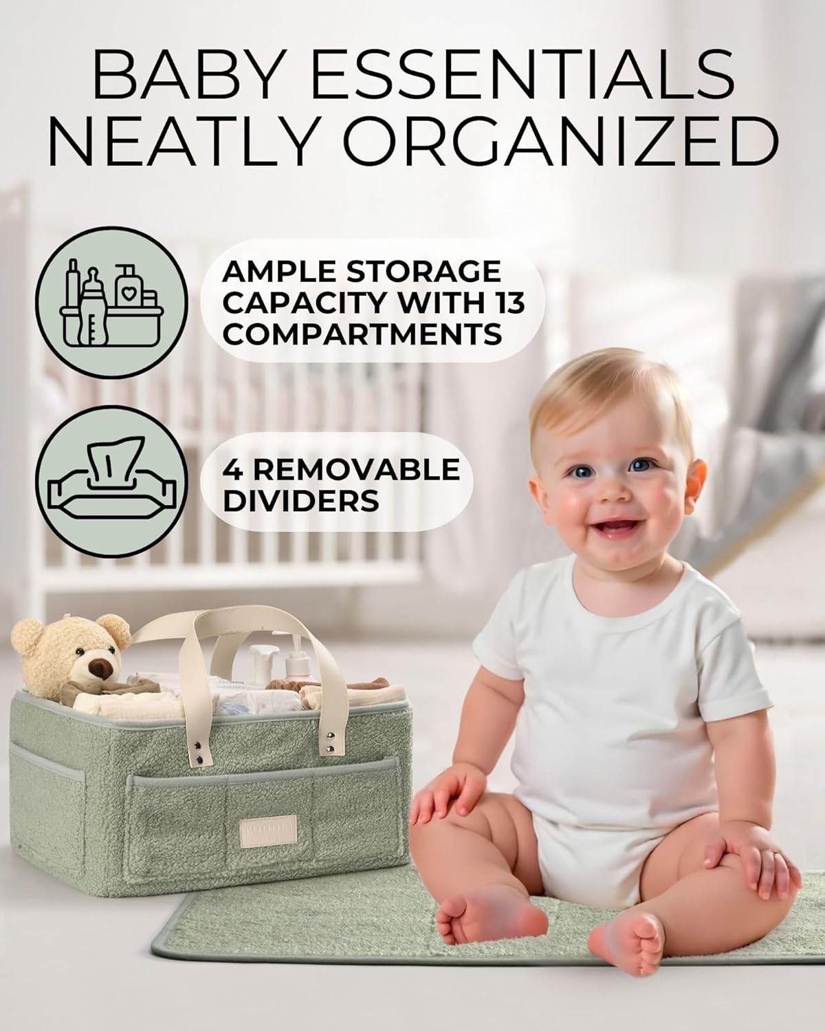 Toodly Baby Diaper Caddy Organizer with Changing Mat 1