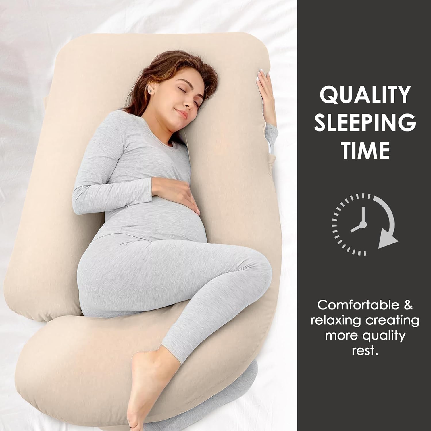 Stone Black Home Pregnancy Pillow - Oat Beige
